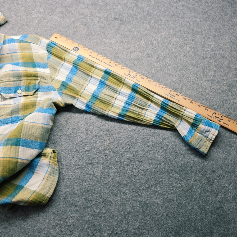 Levis Relaxed Fit Flannel Shirt Mens L Green Blue Plaid Long Sleeve Button Up - Picture 9 of 12